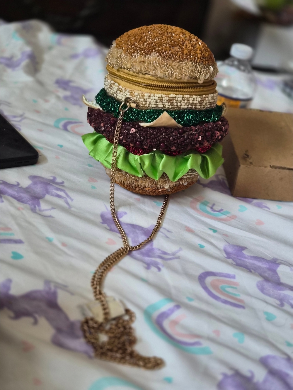 & Other Stories Multicolor Embellished Round Crossbody Bag with Green Ruffle